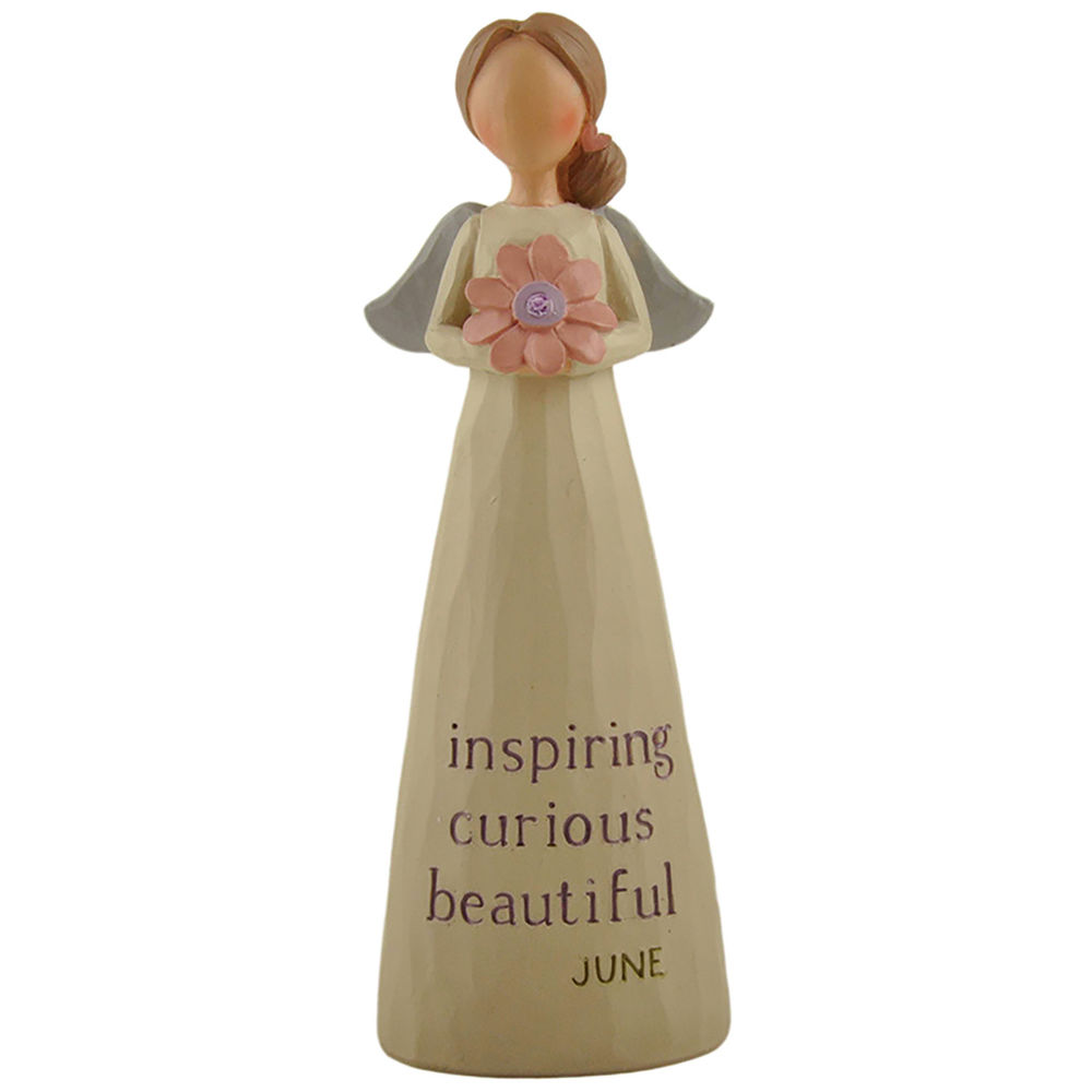 Wholesale Ressin Birthstone Angel Craft June Angel w Flower Figurine for Home Decor  231-13603