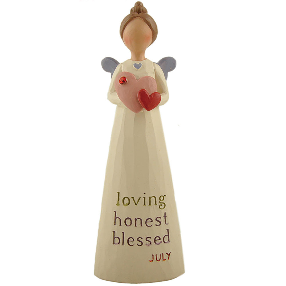 New Items Resin Birthstone Angel Figurine July Angel w Heart Statue for Home Decor 231-13604