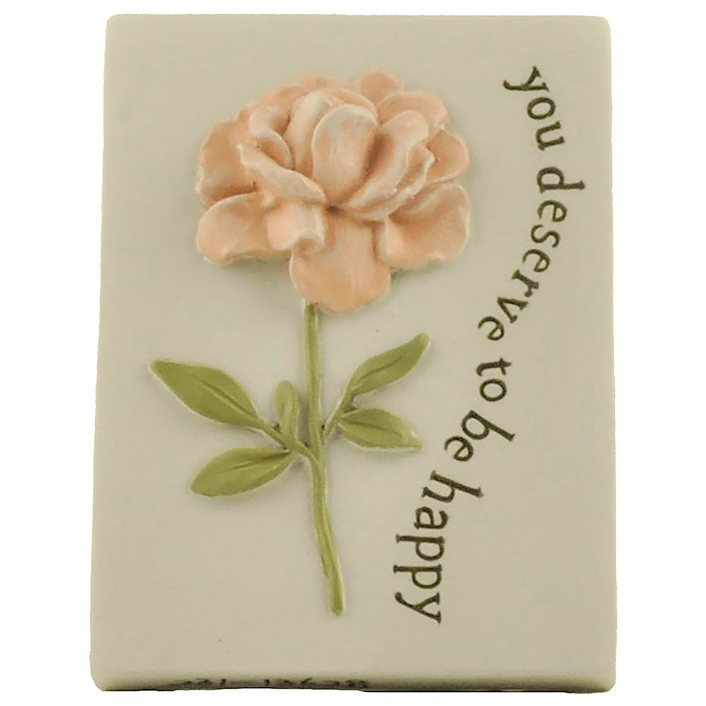 Factory Supply Resin Crafts Rose Plaque w/Easel-You Deserve to be Happy Spring Gifts231-13628