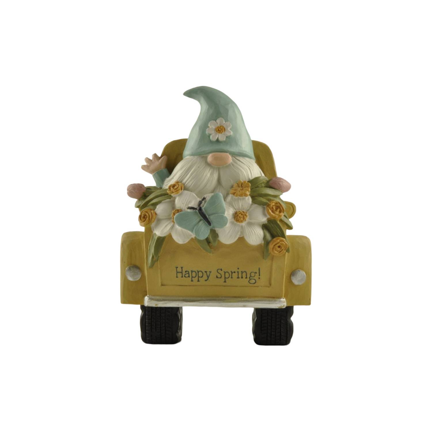 New Resin Hand Crafts Gnome on Truck-Happy Spring Table Gnome Decor Indoor Home Decorations231-13683