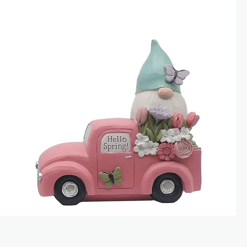 Spring Butterfly Gnomes Decorations Indoor Home Decor Gnome w/ Flowers on Truck 231-13684