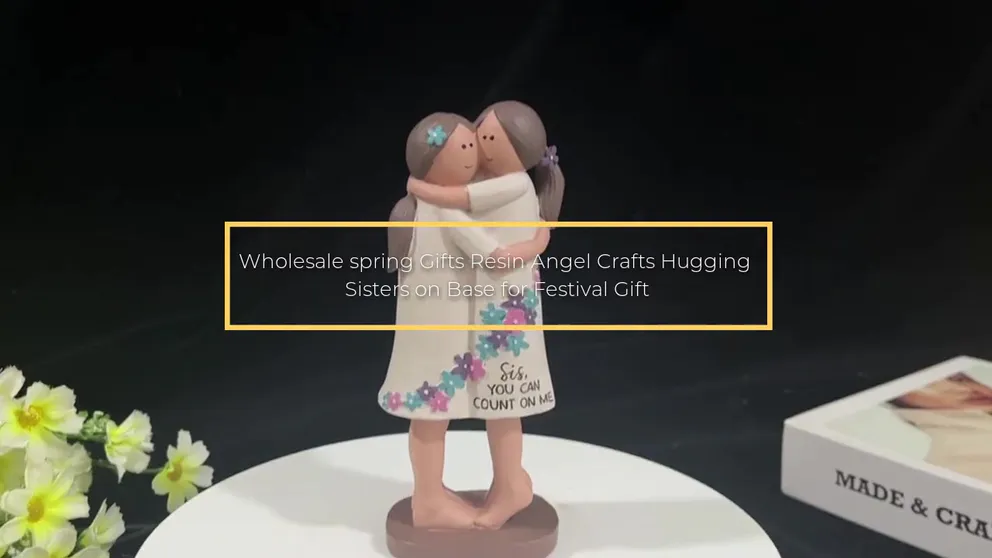 Wholesale spring Gifts Resin Angel Crafts Hugging Sisters on Base for Festival Gift