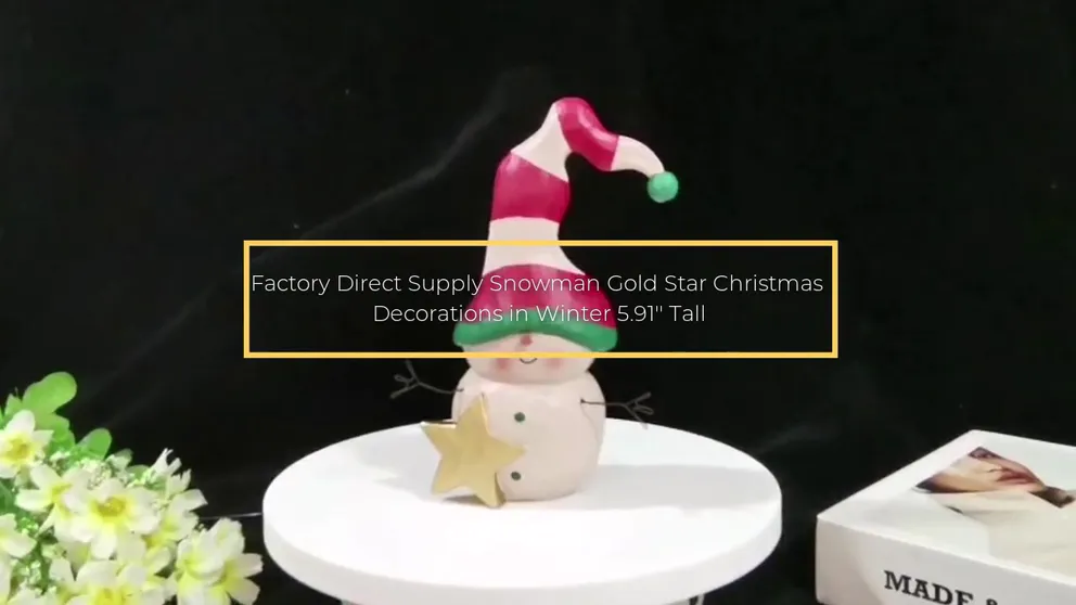 Factory Direct Supply Snowman Gold Star Christmas Decorations in Winter 5.91'' Tall