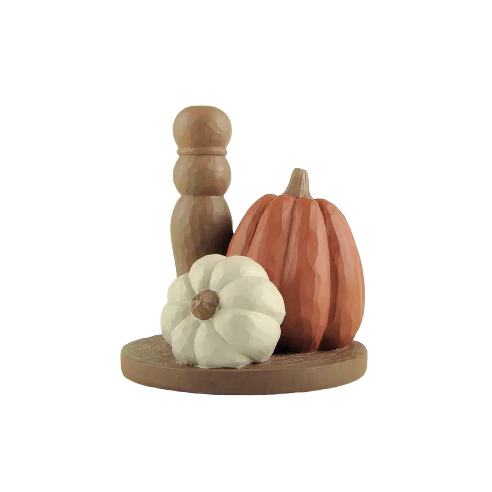 2023 New Resin Crafts Pumpkins on Wooden Base Fall Thanksgiving Home Decoration236-13690
