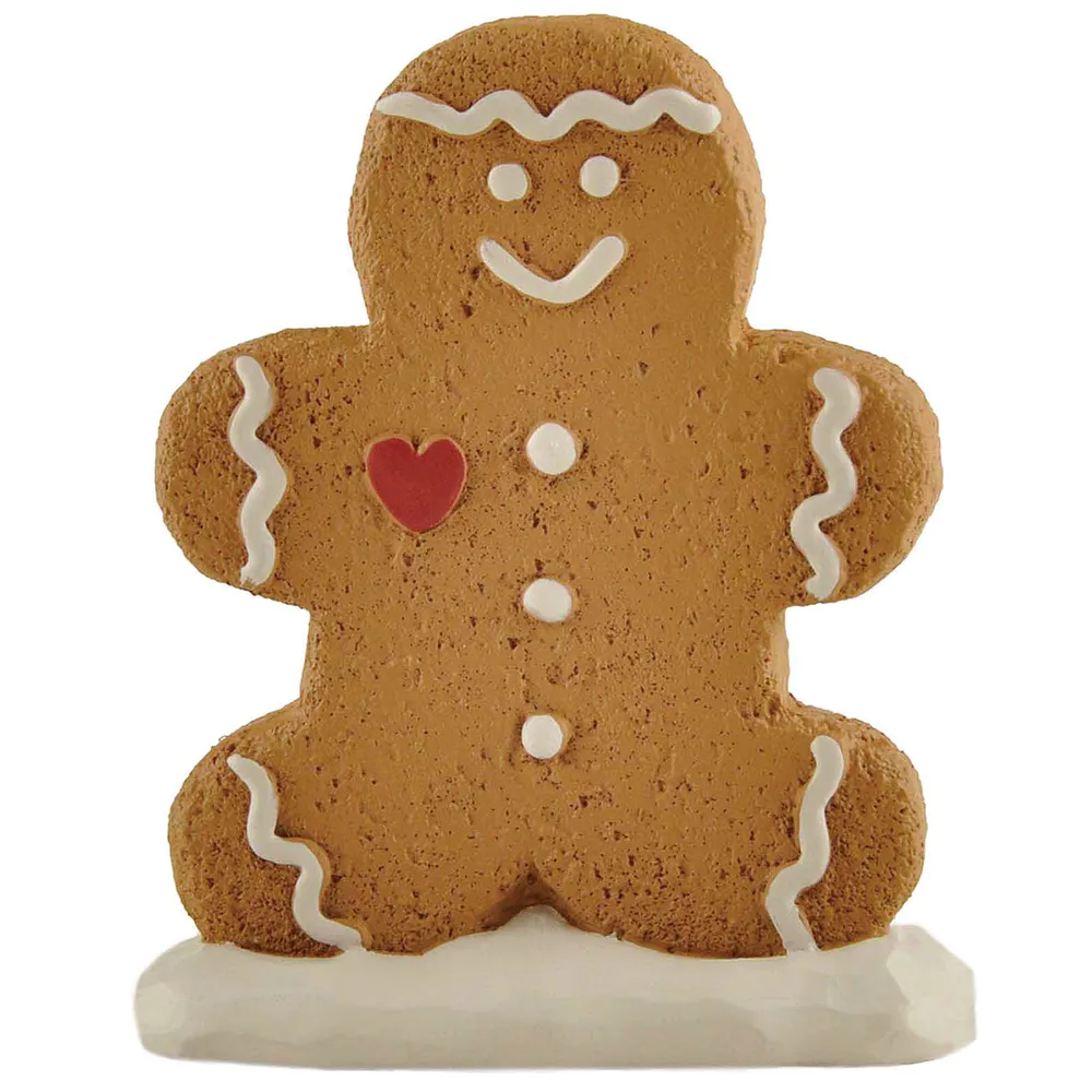 New Design Resin Christmas Crafts Sweet  Gingerbread Man w Red Heart on Snow Base Figurines for Seasonal Gifts 238-13740