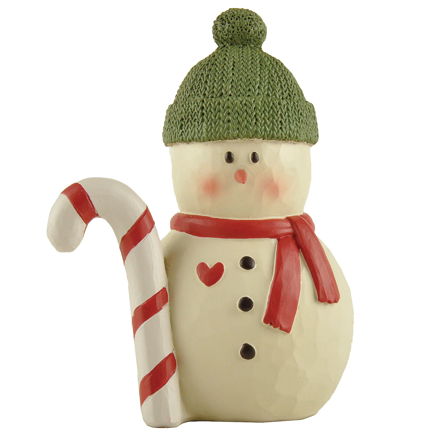 Christmas New Design Resin Snowman Crafts Green Hat Snoaman w Candy Cane for Home Decoration 238-13746