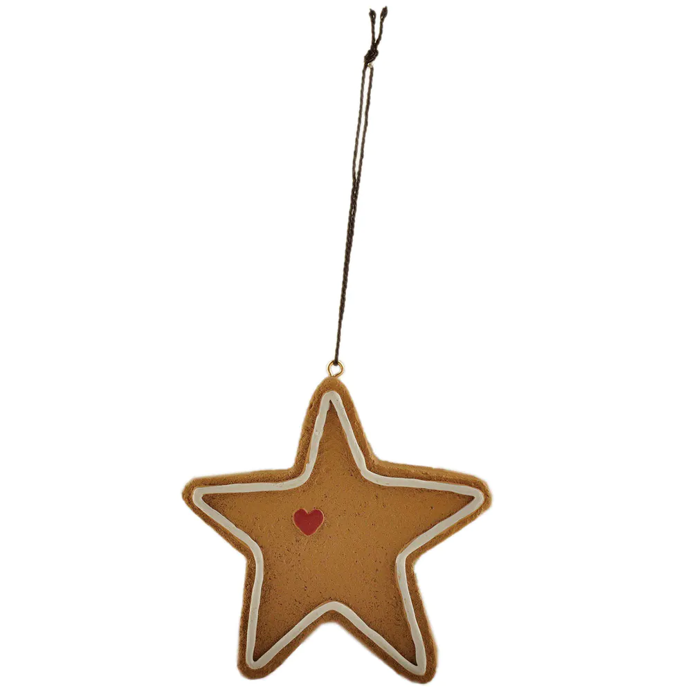 Factory Handmade Resin Christmas Brown Gingerbread Cookie Star Christmas Ornament for Christmas Tree Decor 238-52096