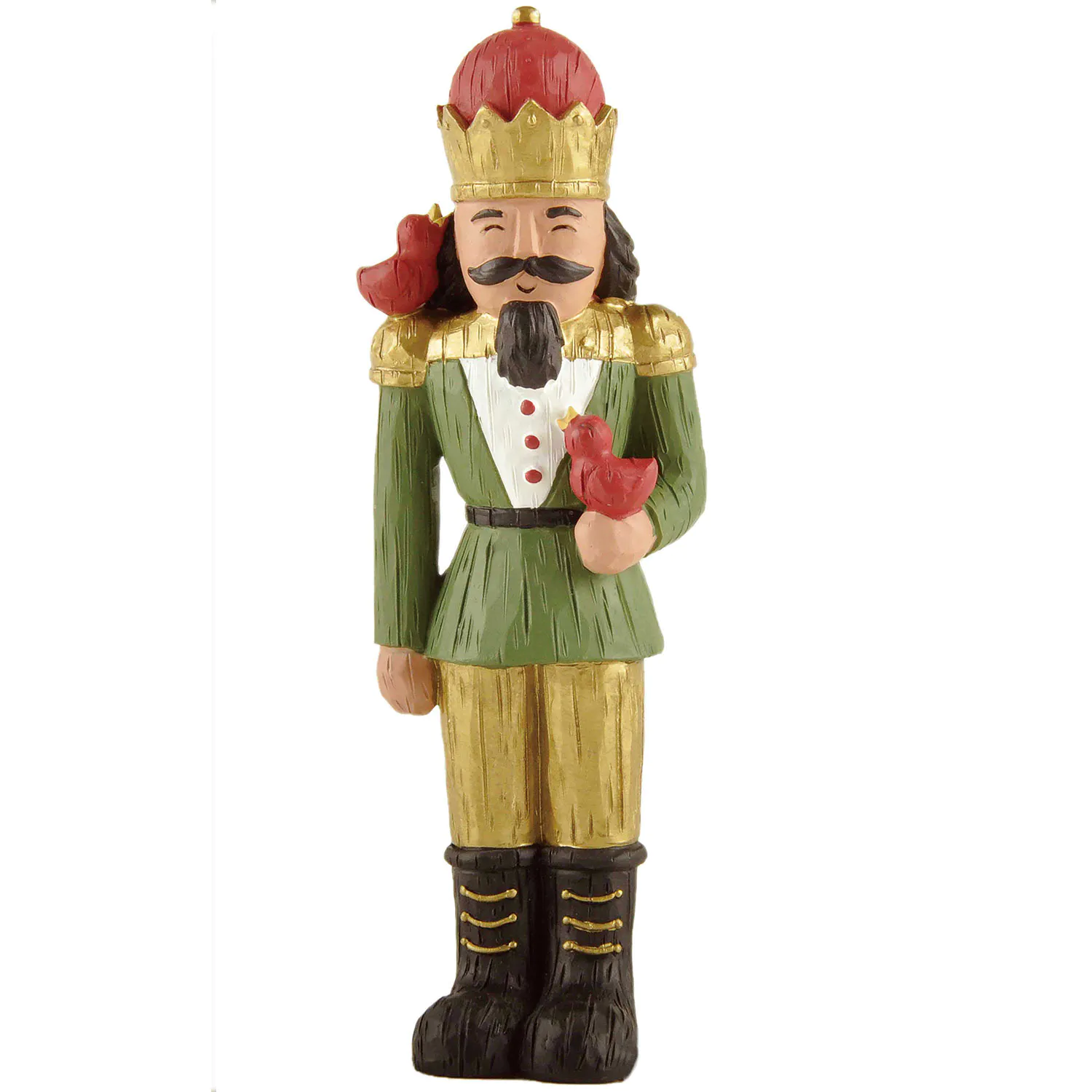 Factory Direct Supply Resin Christmas Crafts Nutcrakcer Figurine w Red & Gold Hat & Birds for Home Decor 238-13780