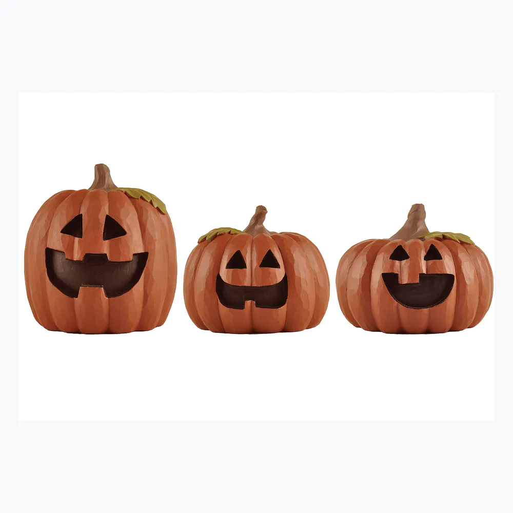 2024 Halloween Home Decorations Three Sizes S/3 Pumpkins Resin Handcrafts236-13705