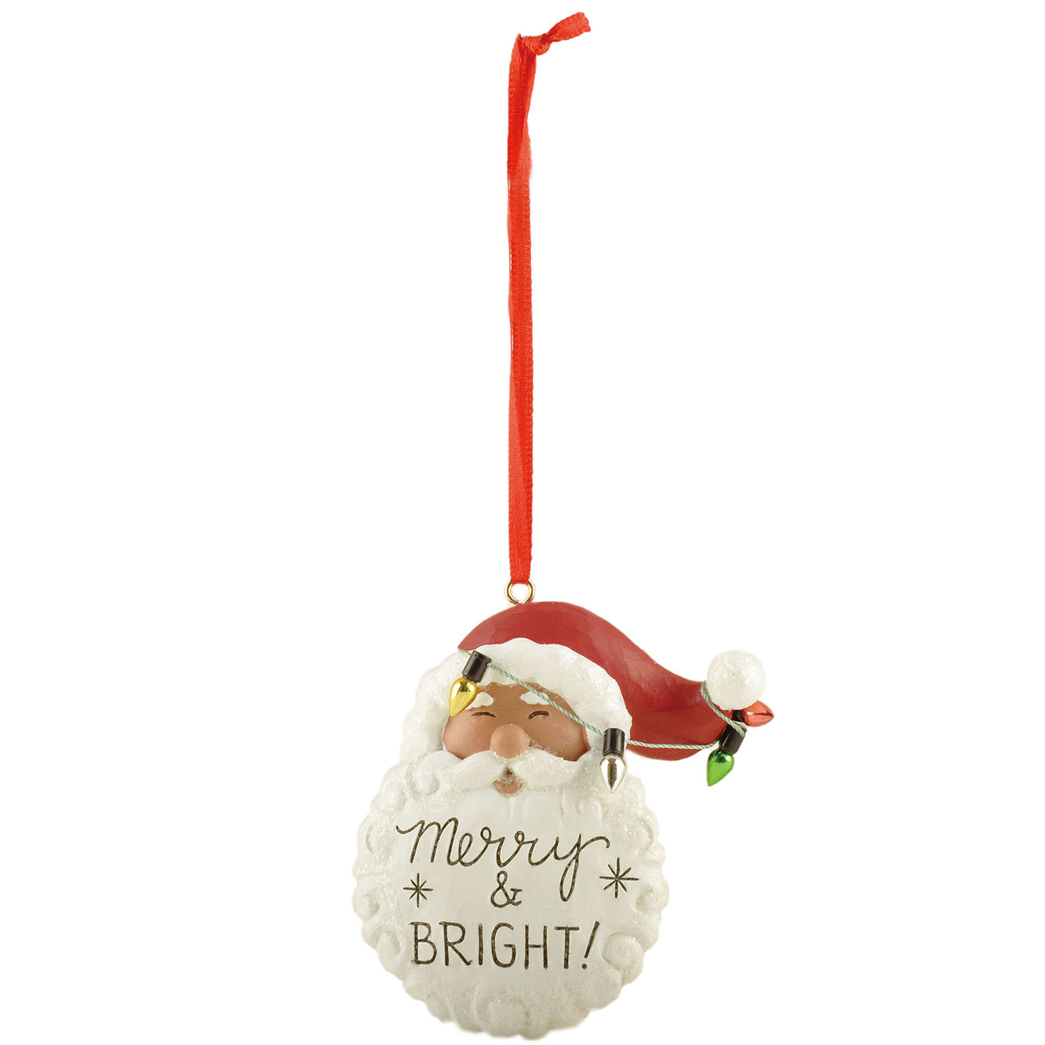 New Arrivals Resin Christmas Ornament Merry & Bright Santa w Colored Lights Christmas Ornament for Home Decor 238-52130