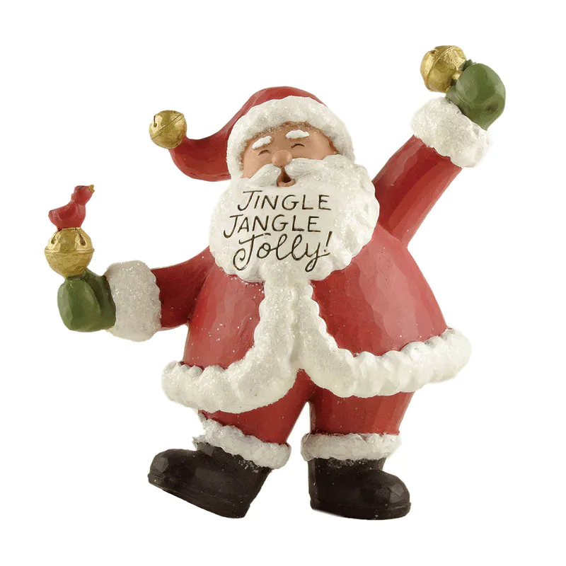 Customized Resin Christmas Statues Cute Jingle, Jangle, Jolly Santa w Bird for Seasonal Gift 238-13784