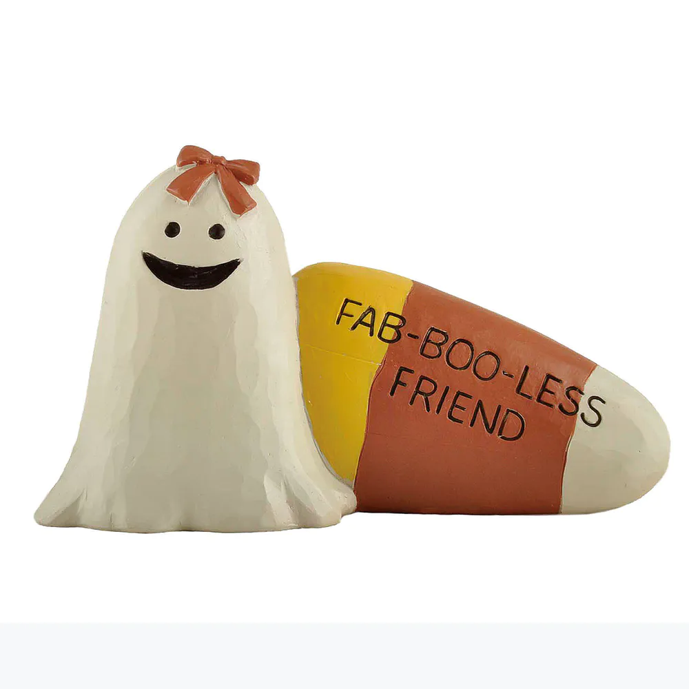 Factory Wholesale Supply Halloween Cute Resin Crafts GHOST & CANDY CORN FIGURINE-FAB-BOO-LESS FRIEND for Home Decoration236-13710