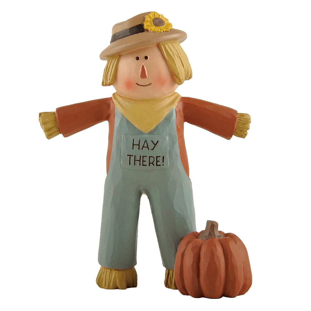 2024 Fall New Resin Crafts SCARECROW W/PUMPKIN-HAY THERE Handmade Gifts236-13714