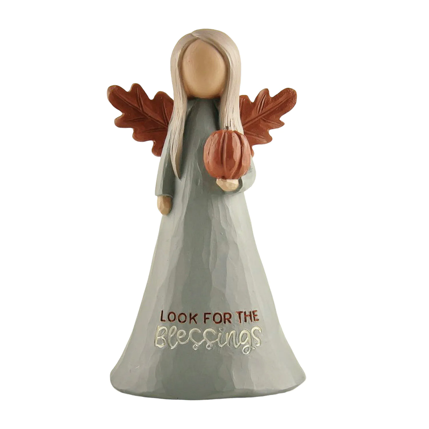 Wholesale Small MOQ 5.2 Inch Resin Angel with Orange Pumpkin Harvest Day Thanksgiving Gifts236-13772