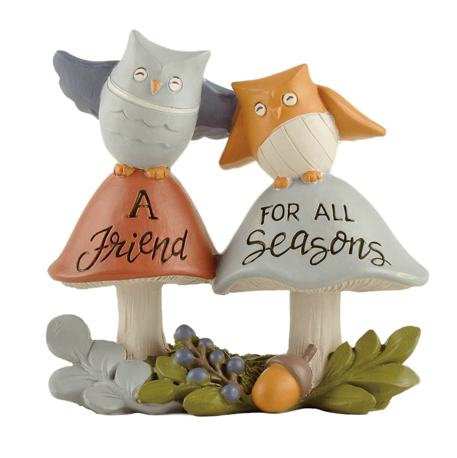 Whimsical Friendship-Themed Decor - 'A Friend for All Seasons' Dual Owl Resin Figurine, Perfect for Bookshelf or Mantel Display236-13846-1