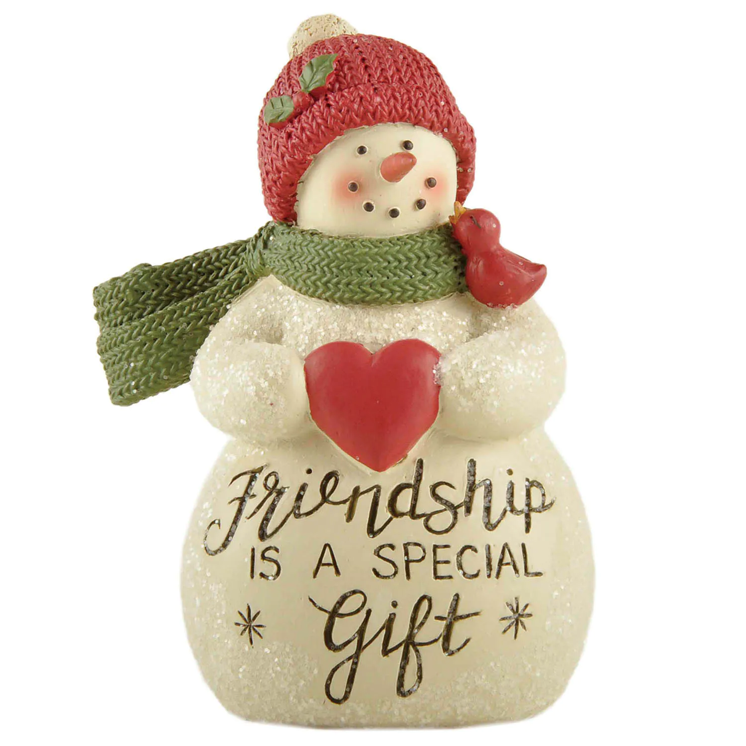 New Design Resin Christmas Crafts Friendship Is A Special Gift Snowman w Christmas Holly for Home Decor  238-13789