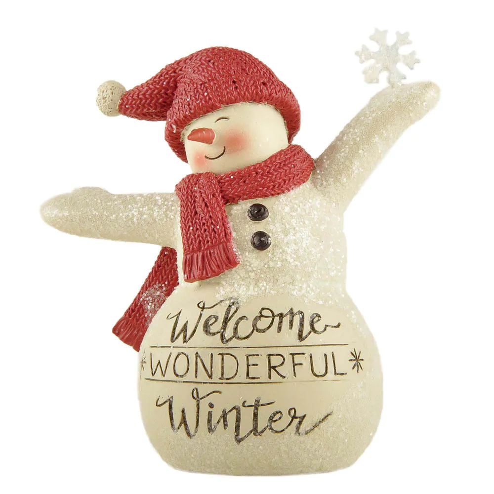 Factory Handmade Playful Resin Snowman with Snowflake and Three Birds，a Festive Welcome to the Winter Season 238-13792