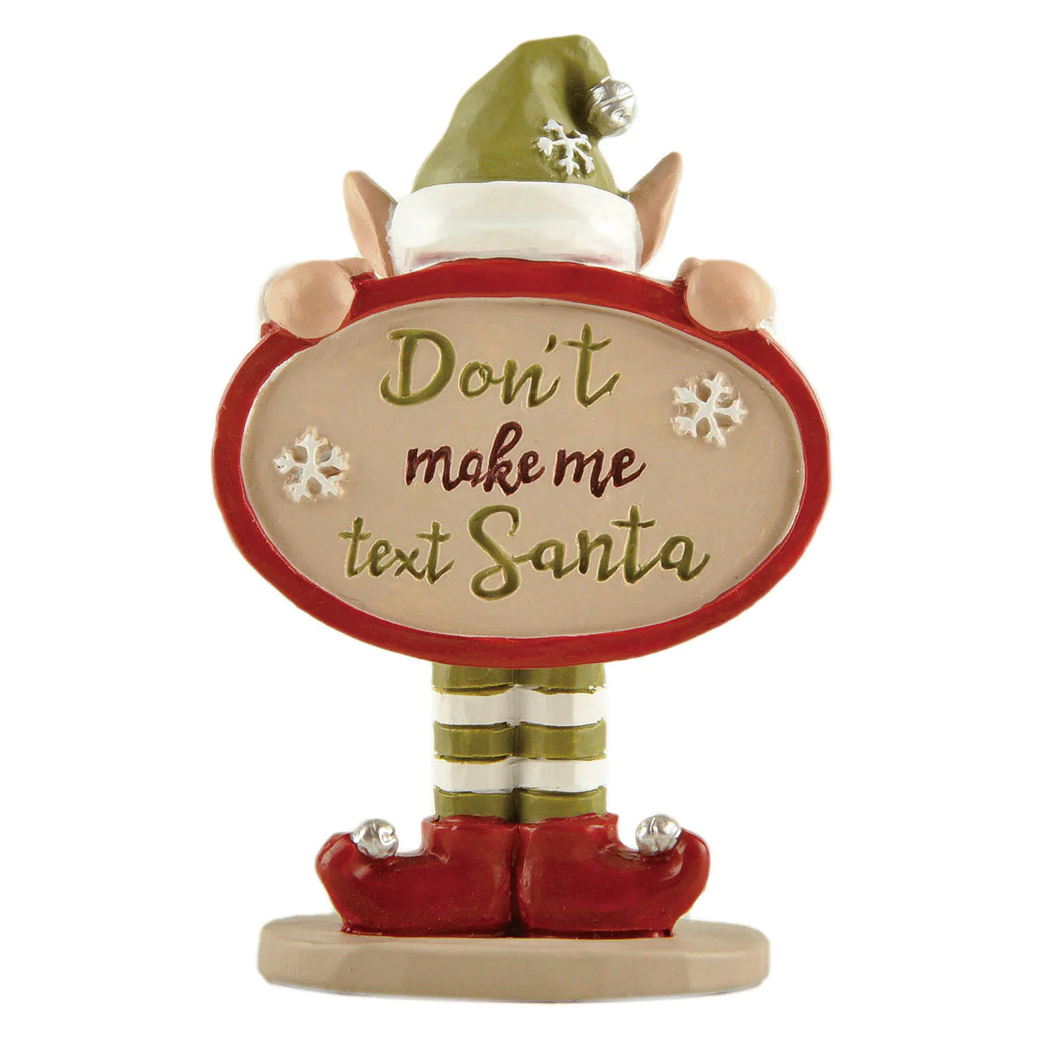 Playful Holiday Decorative Resin Elf Figurine Festive Elf Feet 'Don't Make Me Text Santa' for Christmas Sign Decor 238-13915