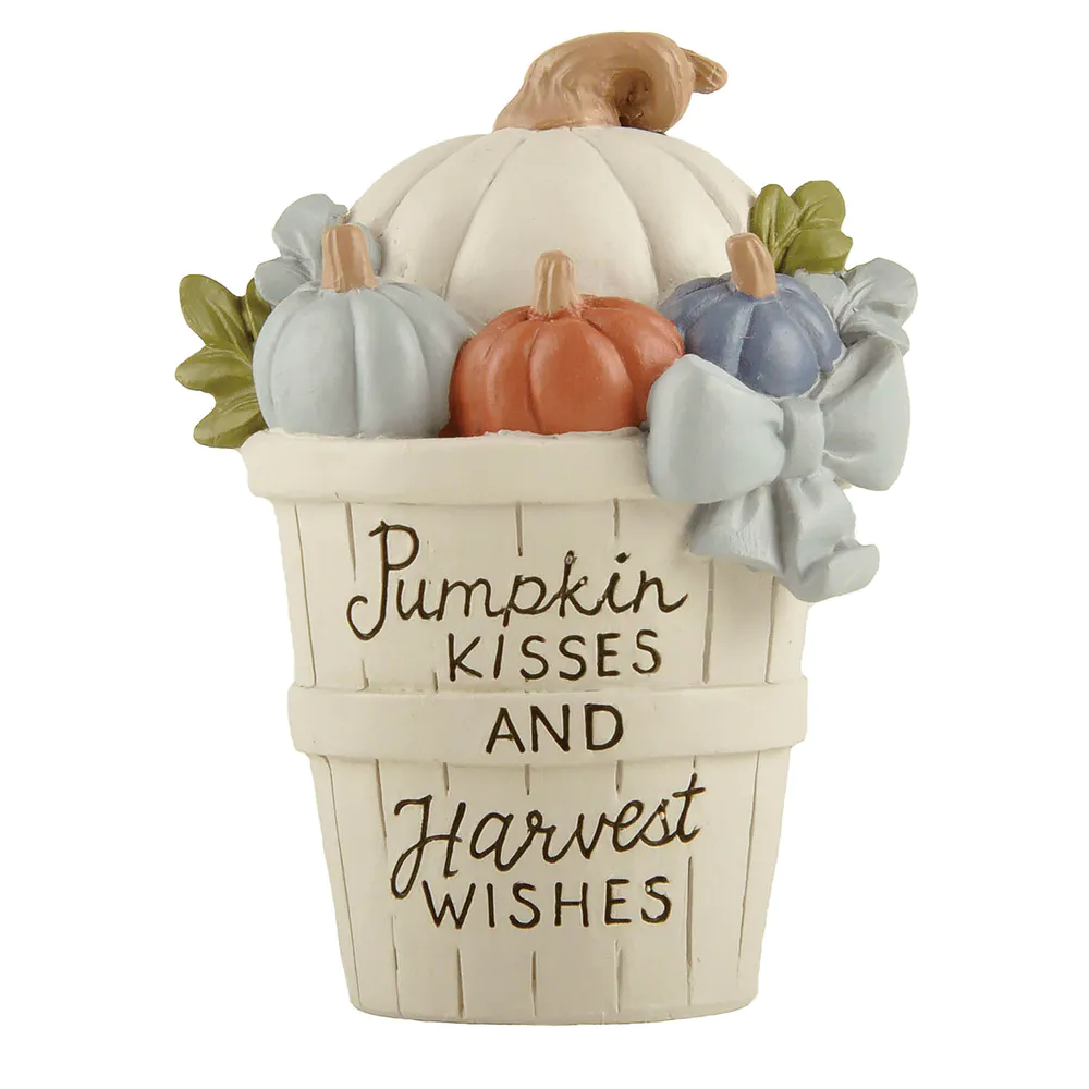 Harvest Delight: Pumpkin Kisses and Harvest Wishes' Resin Craft Flowerpot with Colorful Pumpkins BUCKET OF PUMPKINS-PUMPKINKISSES236-13850