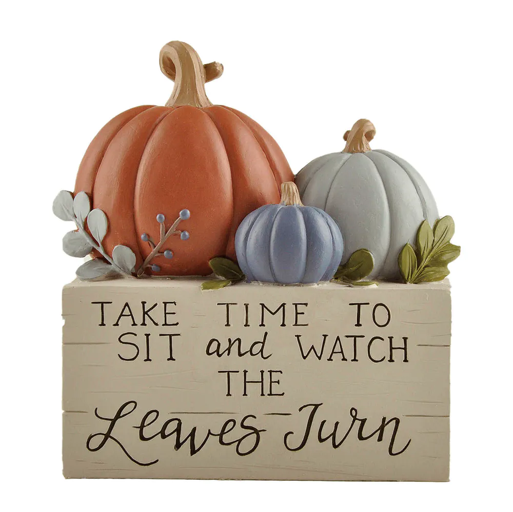 Serenity of Autumn: 'Take Time to Sit and Watch the Leaves Turn' Resin Pumpkin Home Decor236-13851