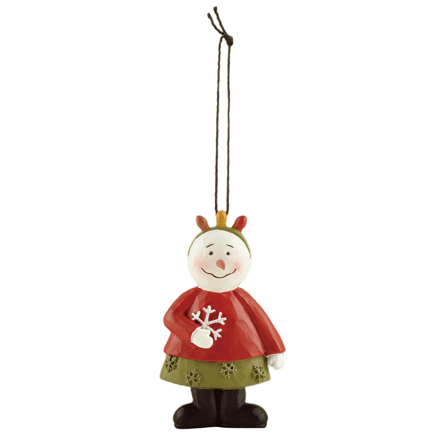 Whimsical Hand-Painted Resin Snowman Figurine Jolly Festive Snowmen with Snowflakes Ornament for Christmas Tree Decoration 238-52148