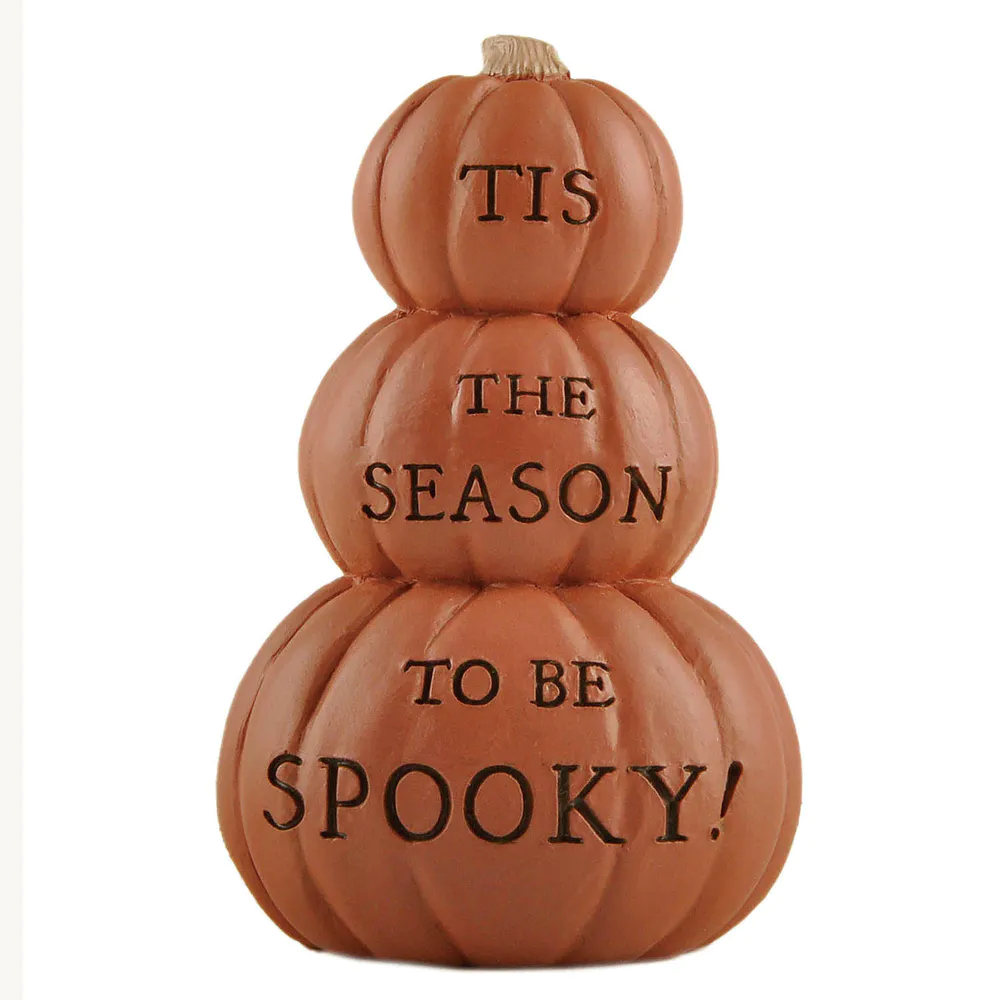 Halloween Festivities - Triple-Stacked Pumpkin Resin Sculpture 'Tis the Season to be Spooky236-13857