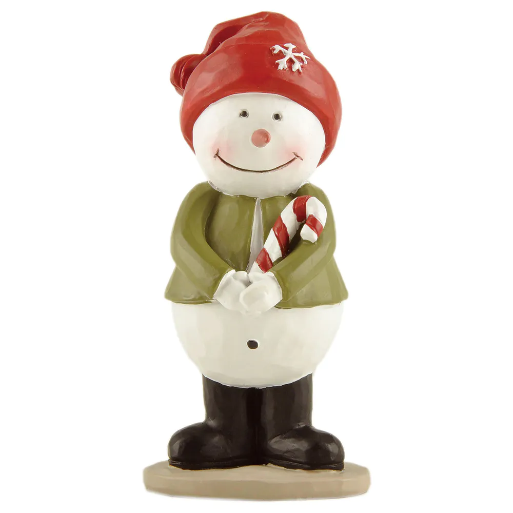 Cheerful Winter Companion The Resin Candy Cane-Wielding Snowman Figuirne to Brighten Your Home and Heart 238-13923