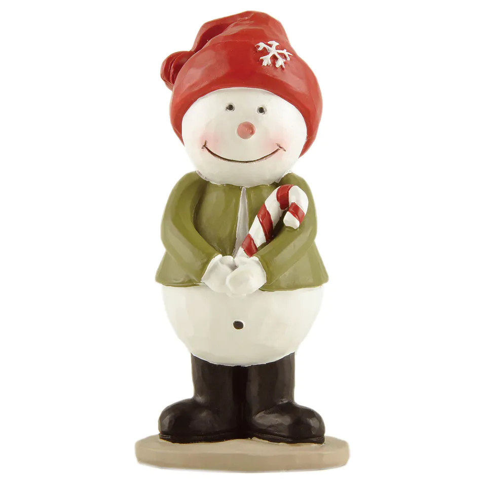 Cheerful Winter Companion The Resin Candy Cane-Wielding Snowman Figuirne to Brighten Your Home and Heart 238-13923