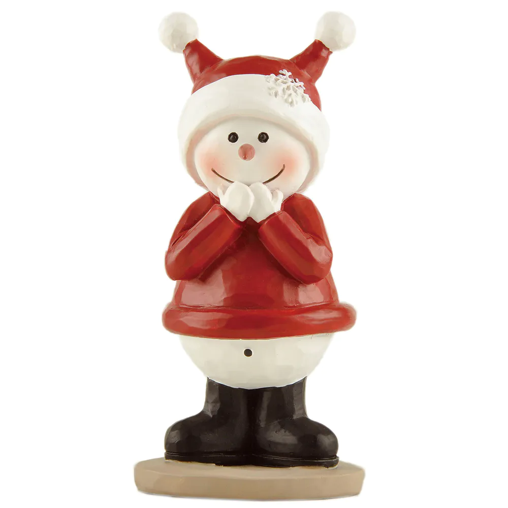 Secrets of Winter Wonder The Gleeful Snowman with Hands Over Mouth An Adorable Resin Figurine for Your Holiday Decor 238-13924