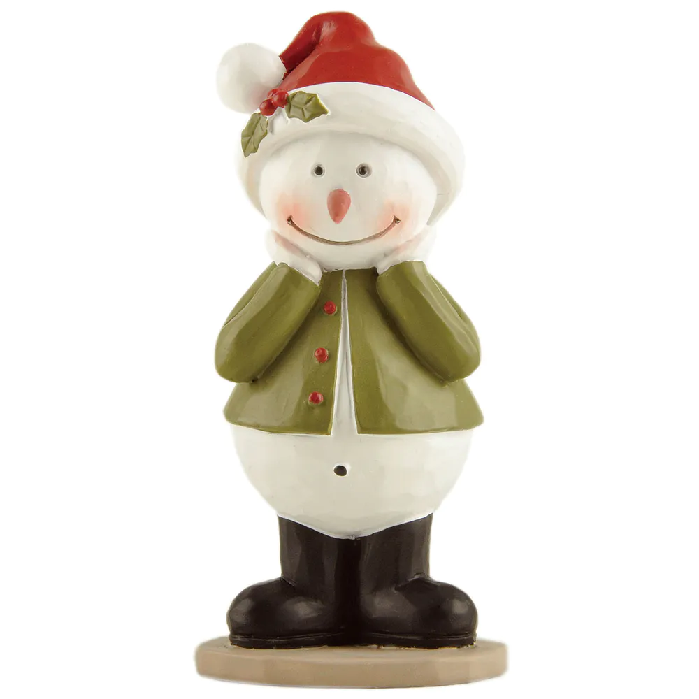 Enchanting Winter Dreamer The Thoughtful Resin Snowman Figurine with Hands on Chin to Adorn Your Festive Spaces 238-13925