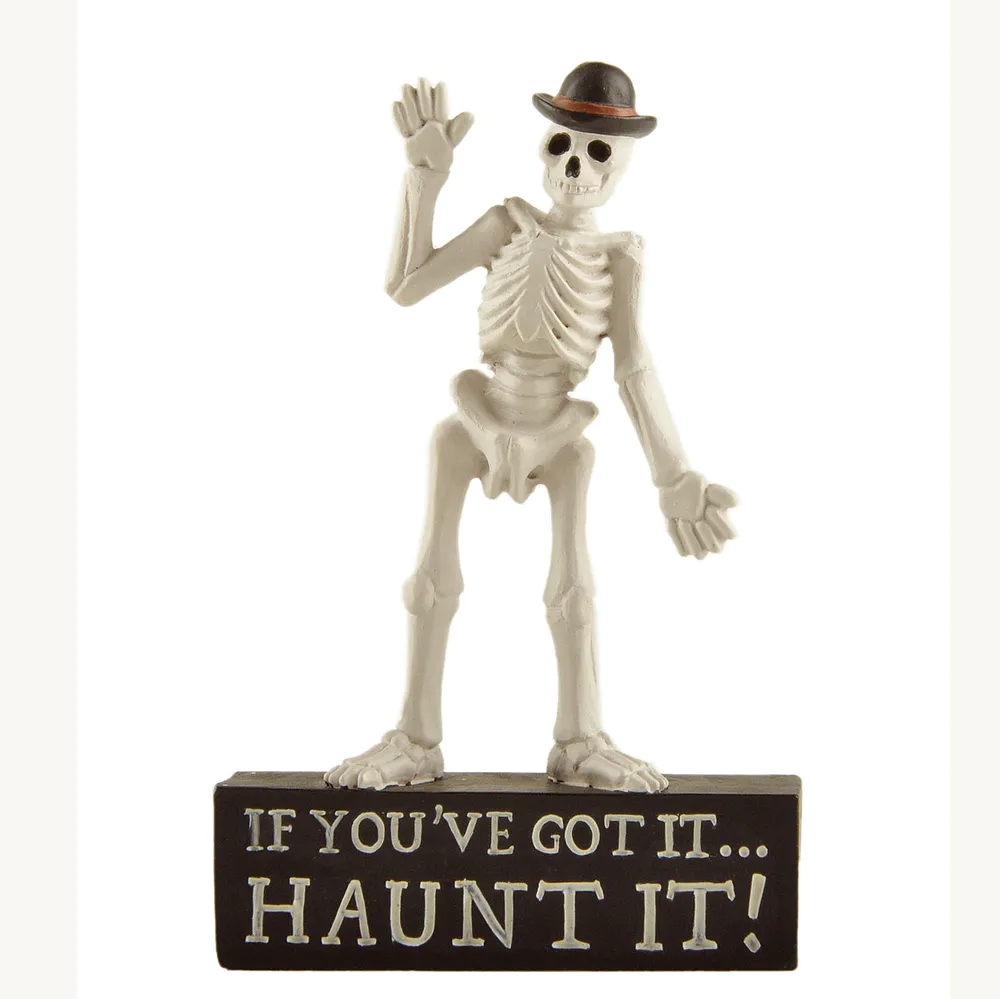 Skeletal Charmer: 'If You've Got It… Haunt It!' Resin Skeleton with Hat - Spooky Season Decor236-13859