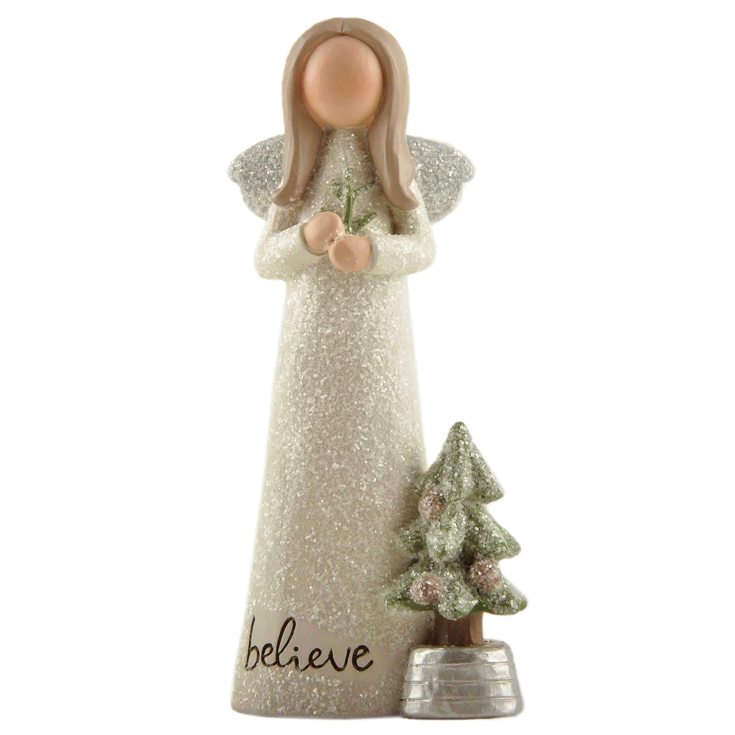 Believe in the Magic: A Graceful Resin Angel with a Twinkling Christmas Tree, Ushering in a Season of Wonder and Peaceful Celebrations 238-13928