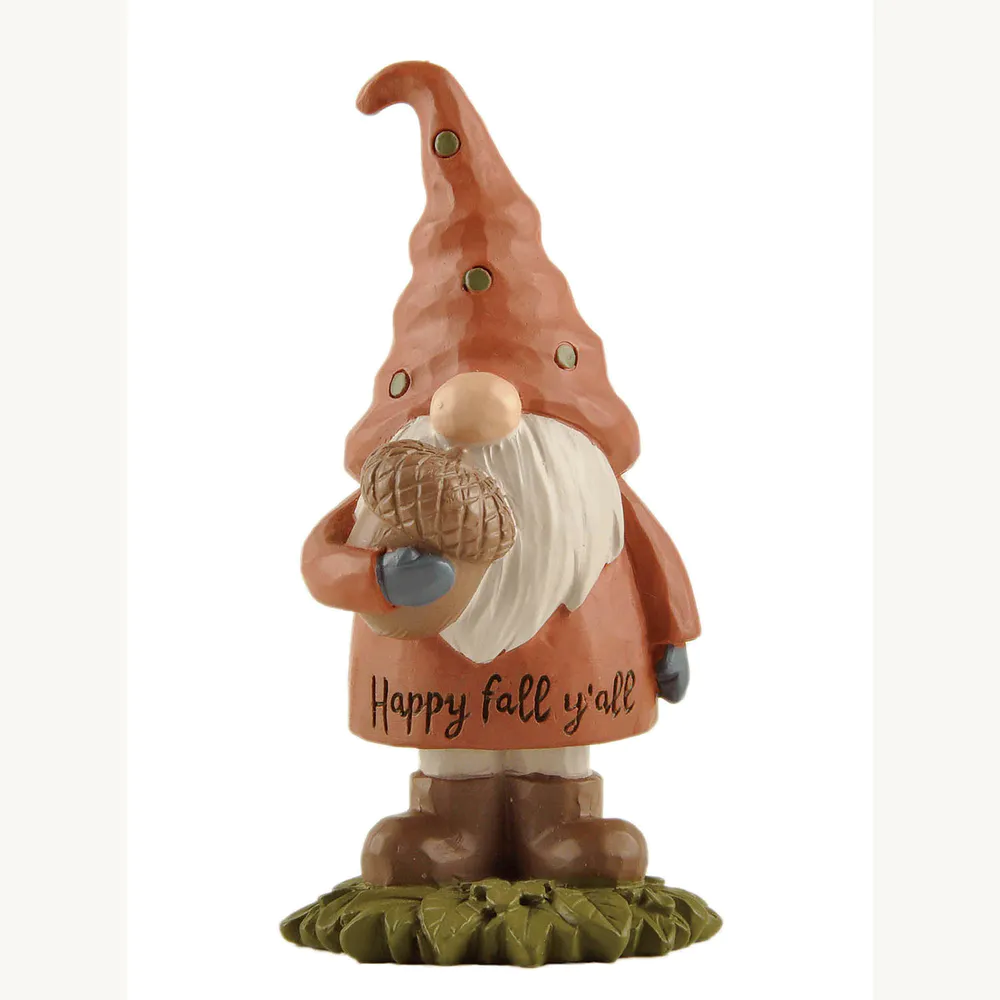 Autumn Whisperer Gnome: 'Happy Fall Y'all' Resin Statue, Cozy Seasonal Decor236-13866
