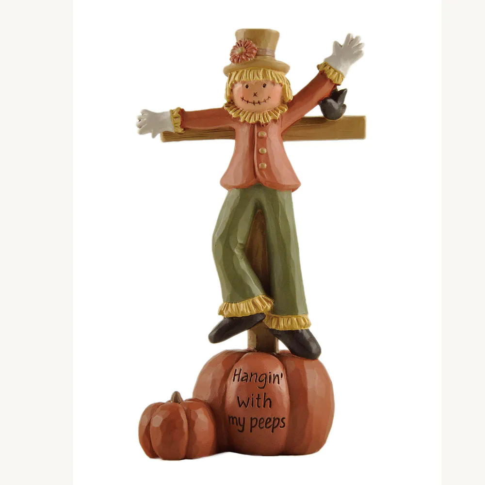 Autumn Gathering Moments: Scarecrow and Pumpkin Pals Resin Figurine, Perfect for Festive Ambiance236-13868