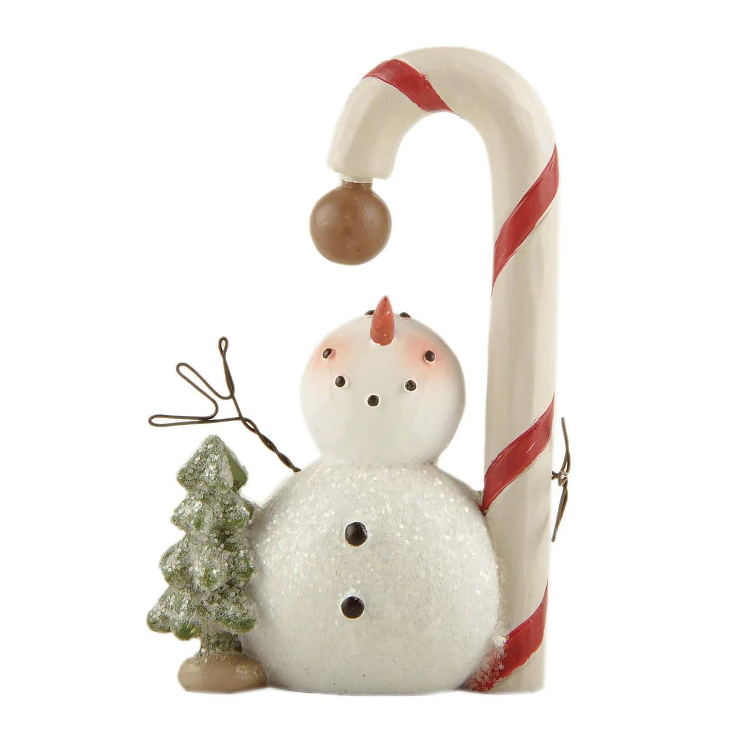 Factory Handmade Resin Snowman Figurine Cute Snowman with Candy Cane&Tree Statue for Desktop Decor 238-13932