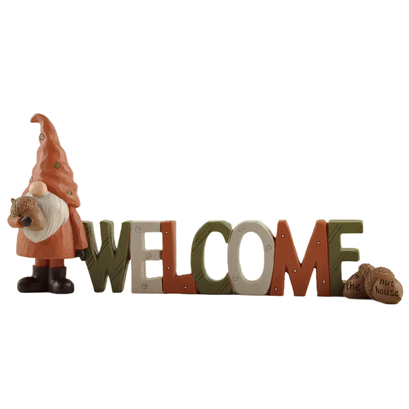 Enchanting Gnome Welcome Sign: Whimsical Resin Home Entrance Decor236-13875