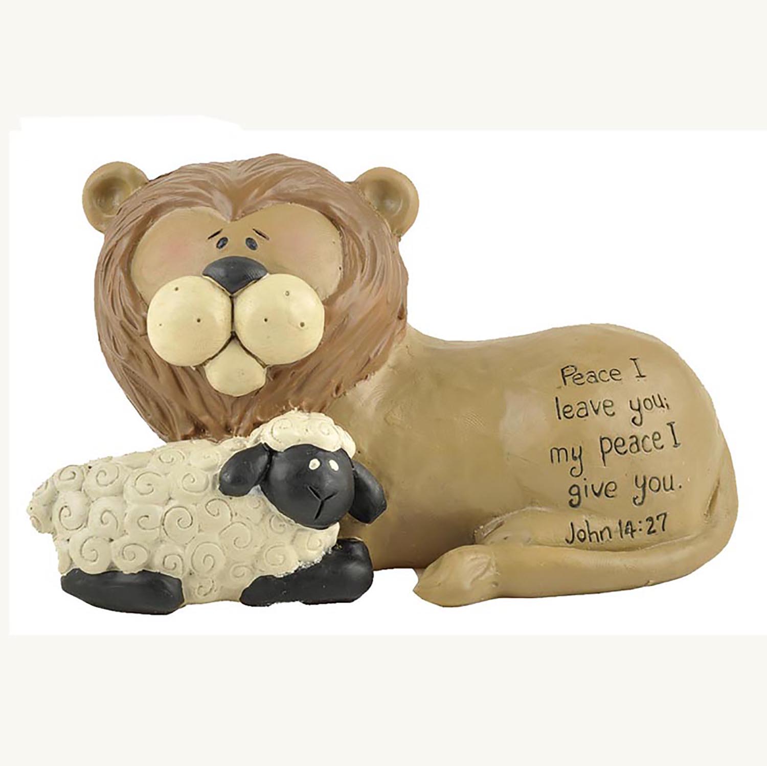 Peaceful Lion and Lamb Resin Figurine - Inspiring Faith Decor for Home, Office, and Church1211-87510