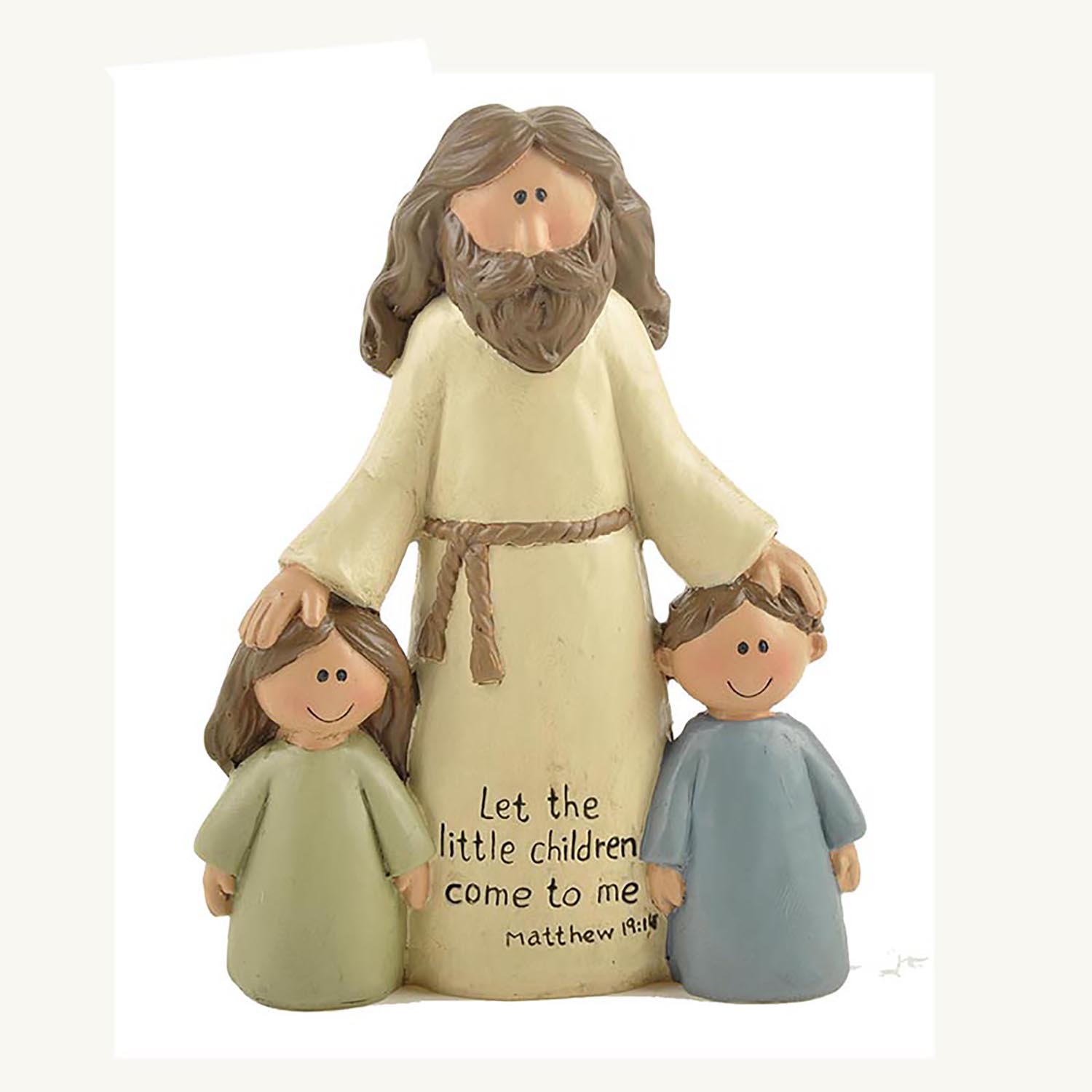 Adorable Jesus and Children Resin Figurine - Spreading Warmth and Love Home Decor with Matthew1211-87511