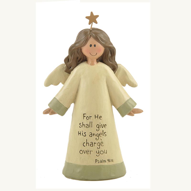 Guardian Angel: Psalm 91:11 Resin Figurine 'GIVE ANGELS CHARGE OVER YOU' ANGEL- A Symbol of Divine Protection and Comfort1211-87515