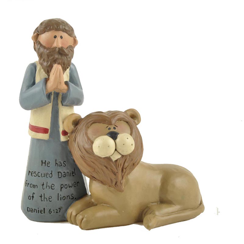 Divine Deliverance: Daniel in the Lion's Den Resin Figurine 'HE HAS RESCUED' DANIEL W/LION- A Testament of Faith and Protection1211-87516