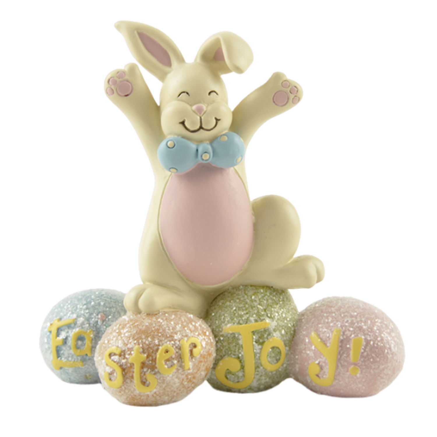 Adorable Easter Bunny Figurine with Glittery 'Easter Joy!' Eggs – Perfect for Springtime Home Decoration 151-89250