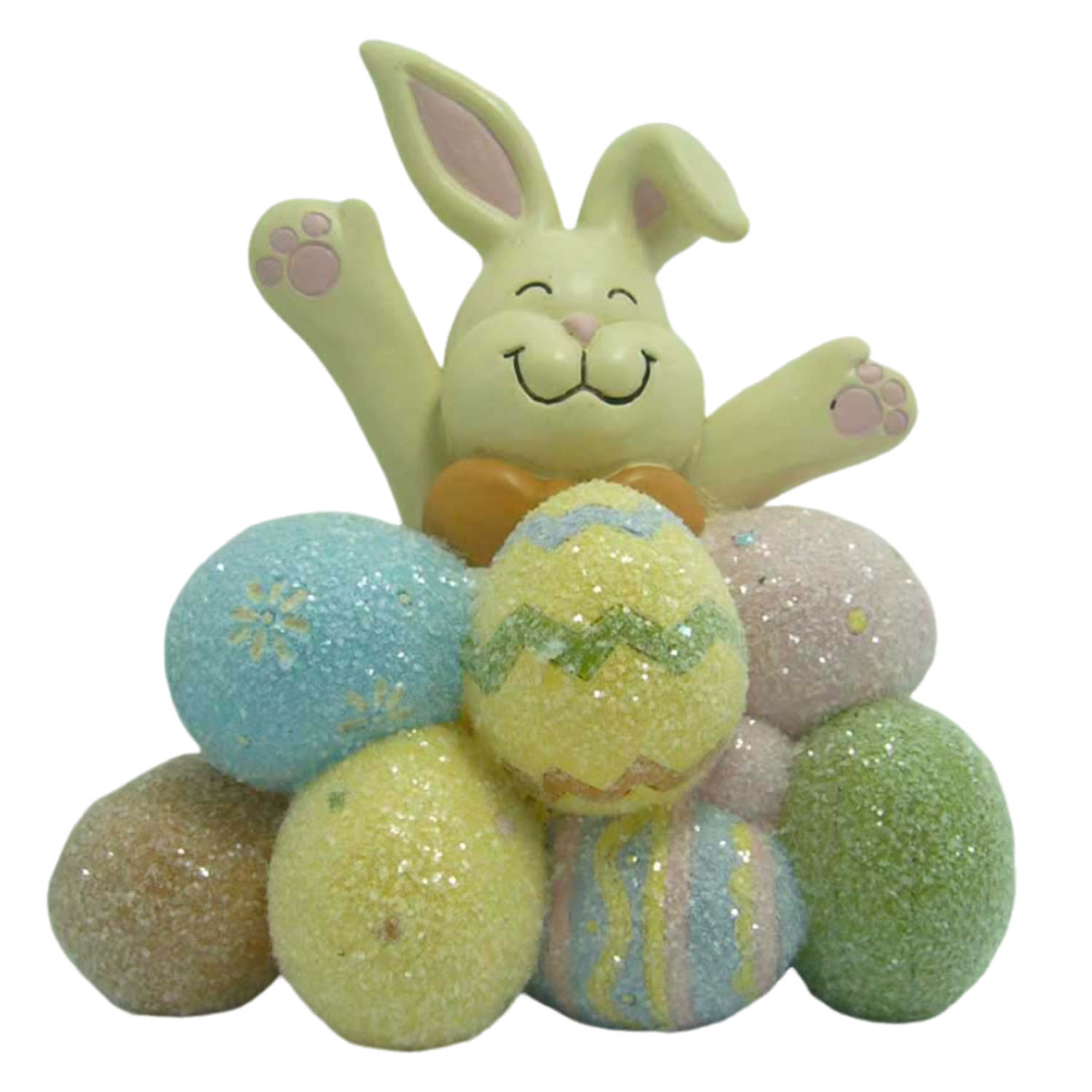 New Arrivals Adorable Easter Bunny Resin Figurine with Colorful Glitter Eggs Perfect Festive Decoration 151-89251