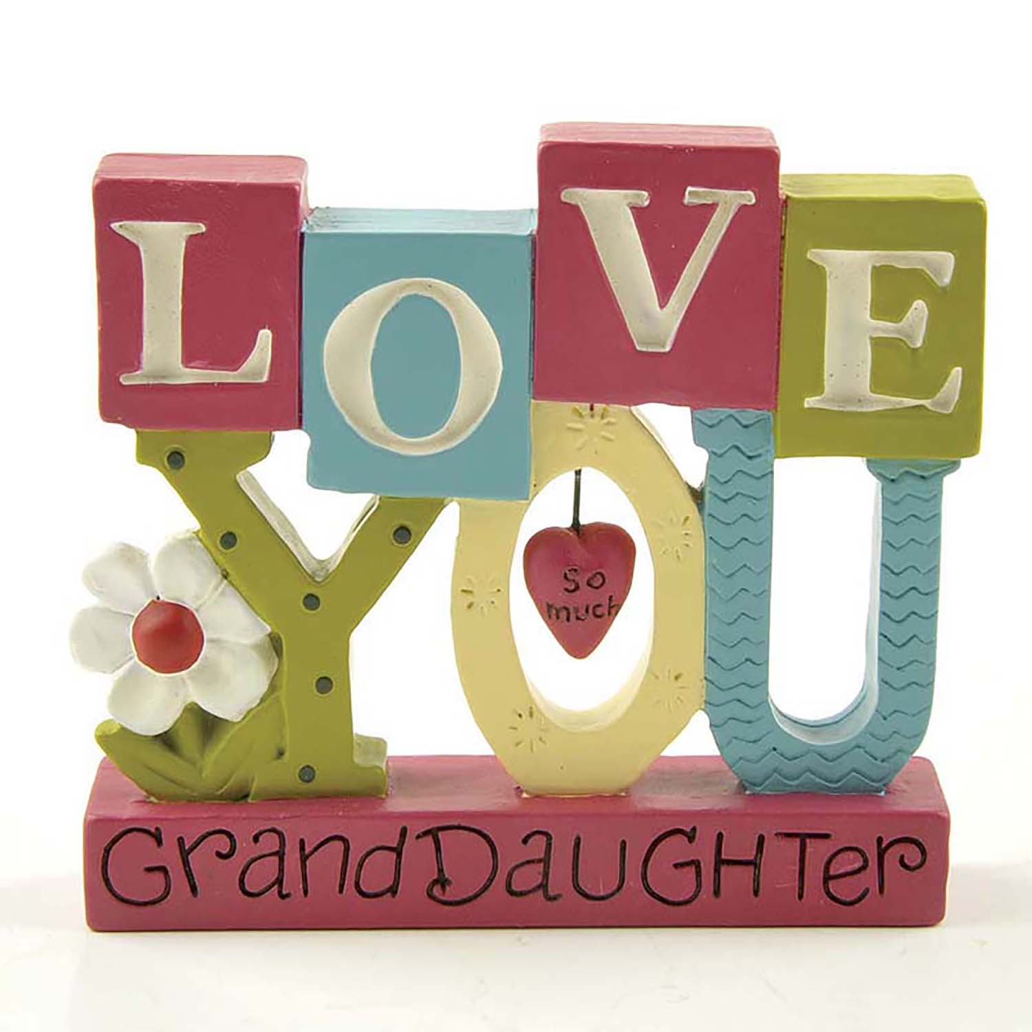 2024 New Arrvial Resin Crafts 'LOVE YOU GRANDDAUGHTER' W/HEART ON BASE for Home Decoration1411-89215