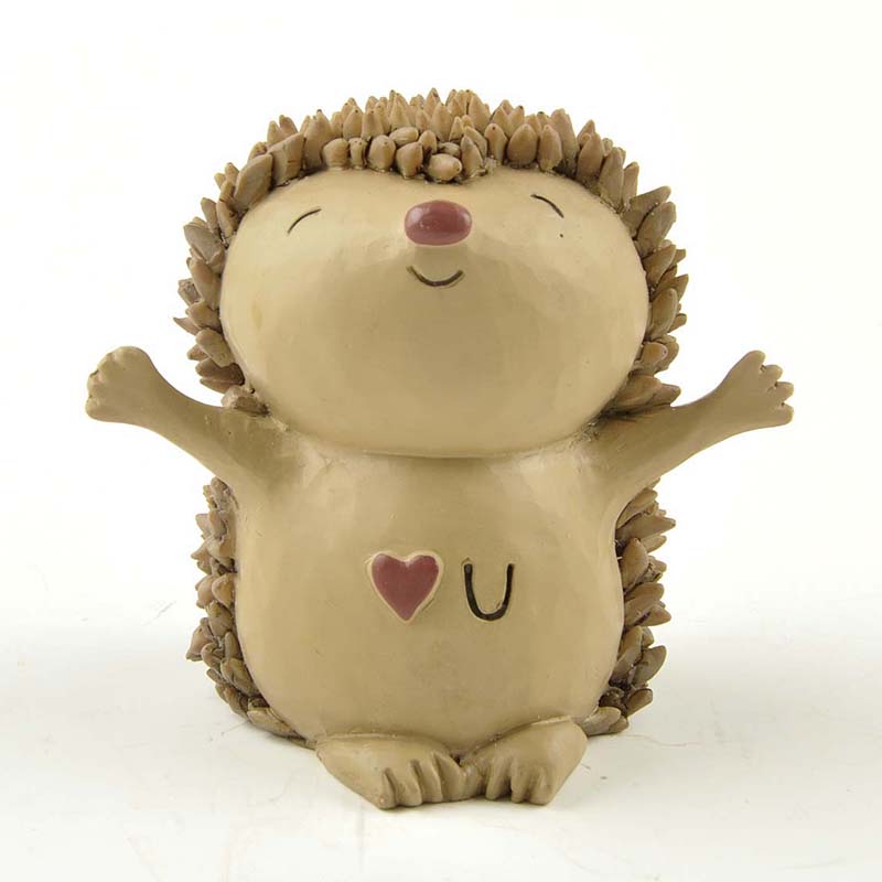 Cute Smiling Resin Hedgehog Figurine with Heart 'Love U' Design, Perfect for Home & Office Desk Decor, Ideal Gift Choice1412-89336