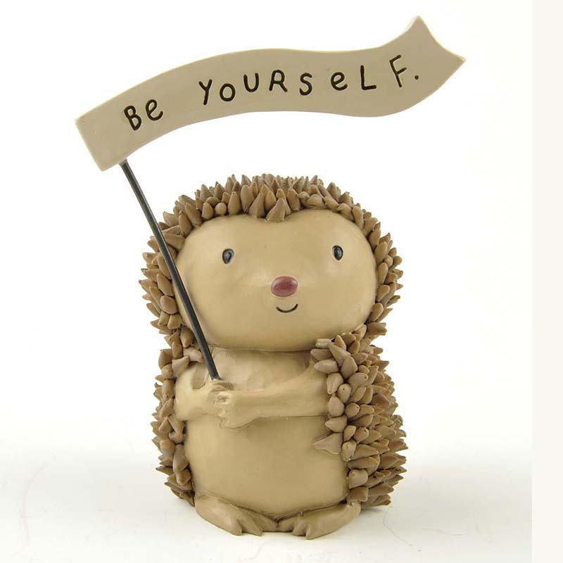 Resin Hedgehog Figurine with 'Be Yourself' Banner, Ideal for Home and Office Desk Decor, Unique Personalized Gift Option1412-89338