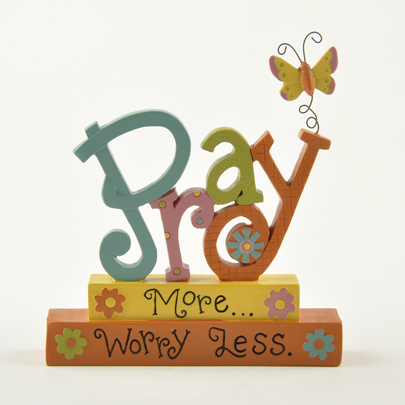 Pray More, Worry Less Resin Tabletop Sign - Inspirational Decorative Gift for Home or Office, Perfect for Encouragement, Faith, Birthdays, or Any Special Occasion151-89242