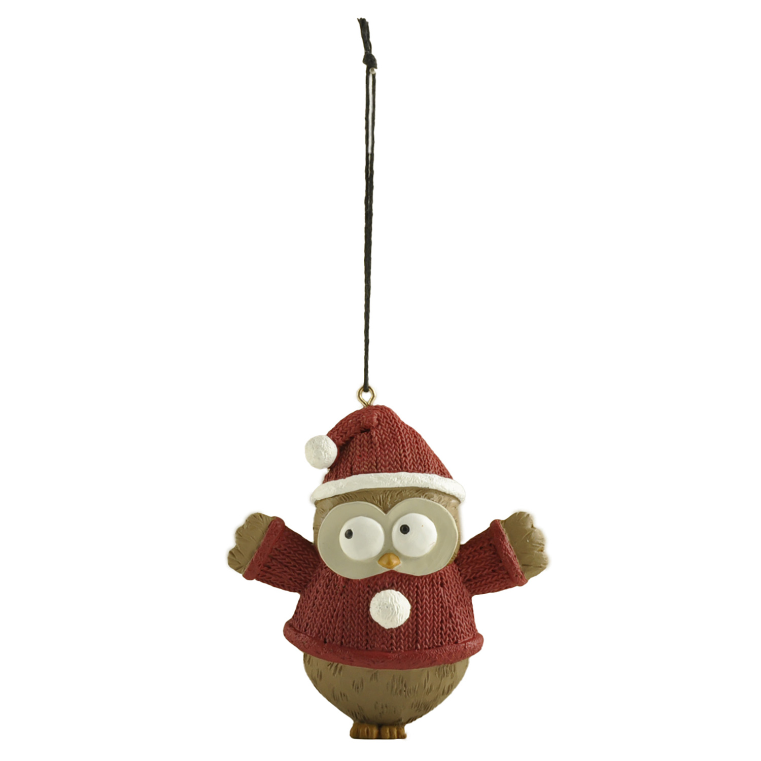 Adorable Resin Owl Christmas Ornament in Santa Outfit – Festive Hanging Decoration for Holiday Trees 238-52141