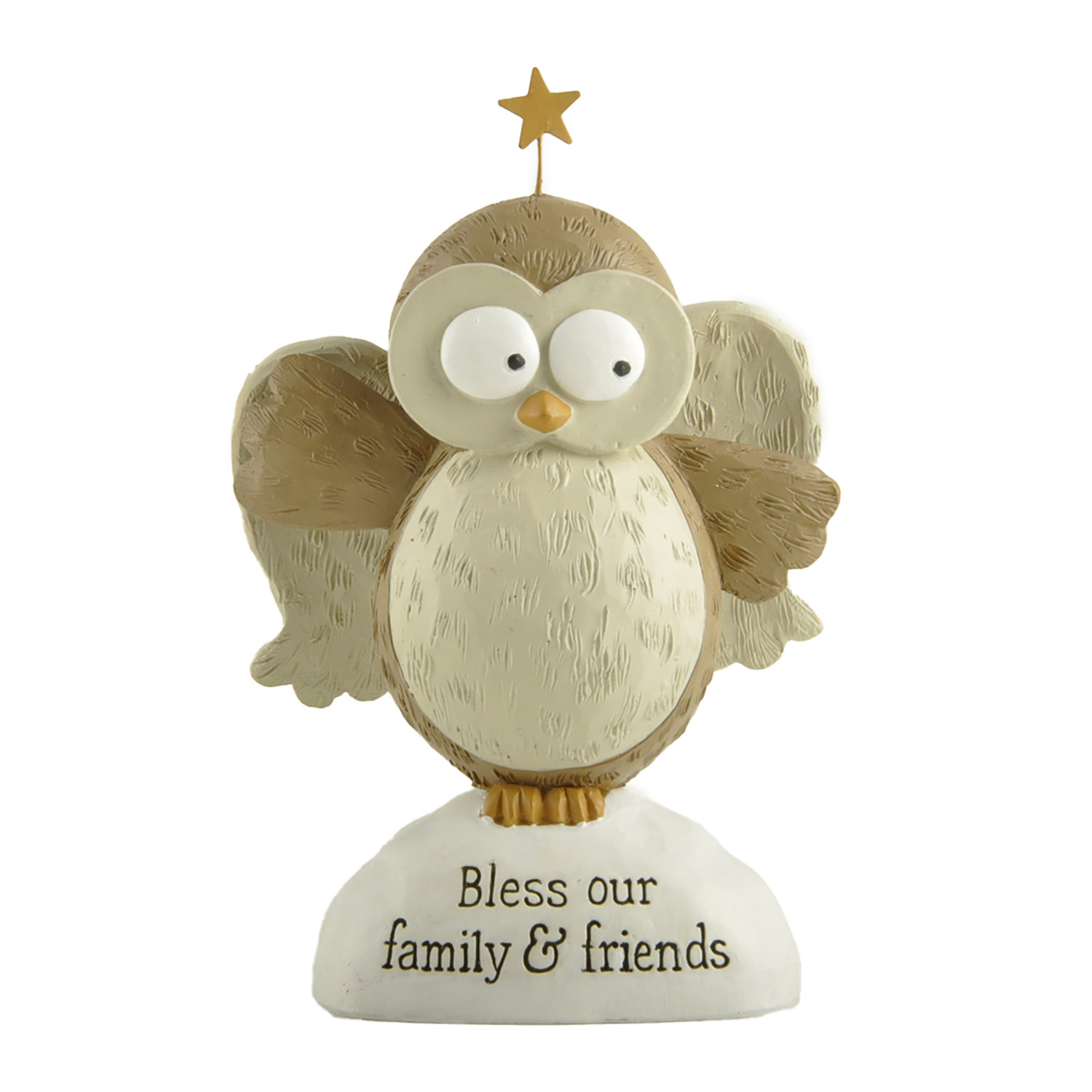 Inspirational Resin Owl Figurine with Star and Message – 'Prayers Go Up, Blessings Come Down' – Uplifting Home Decor 238-13900
