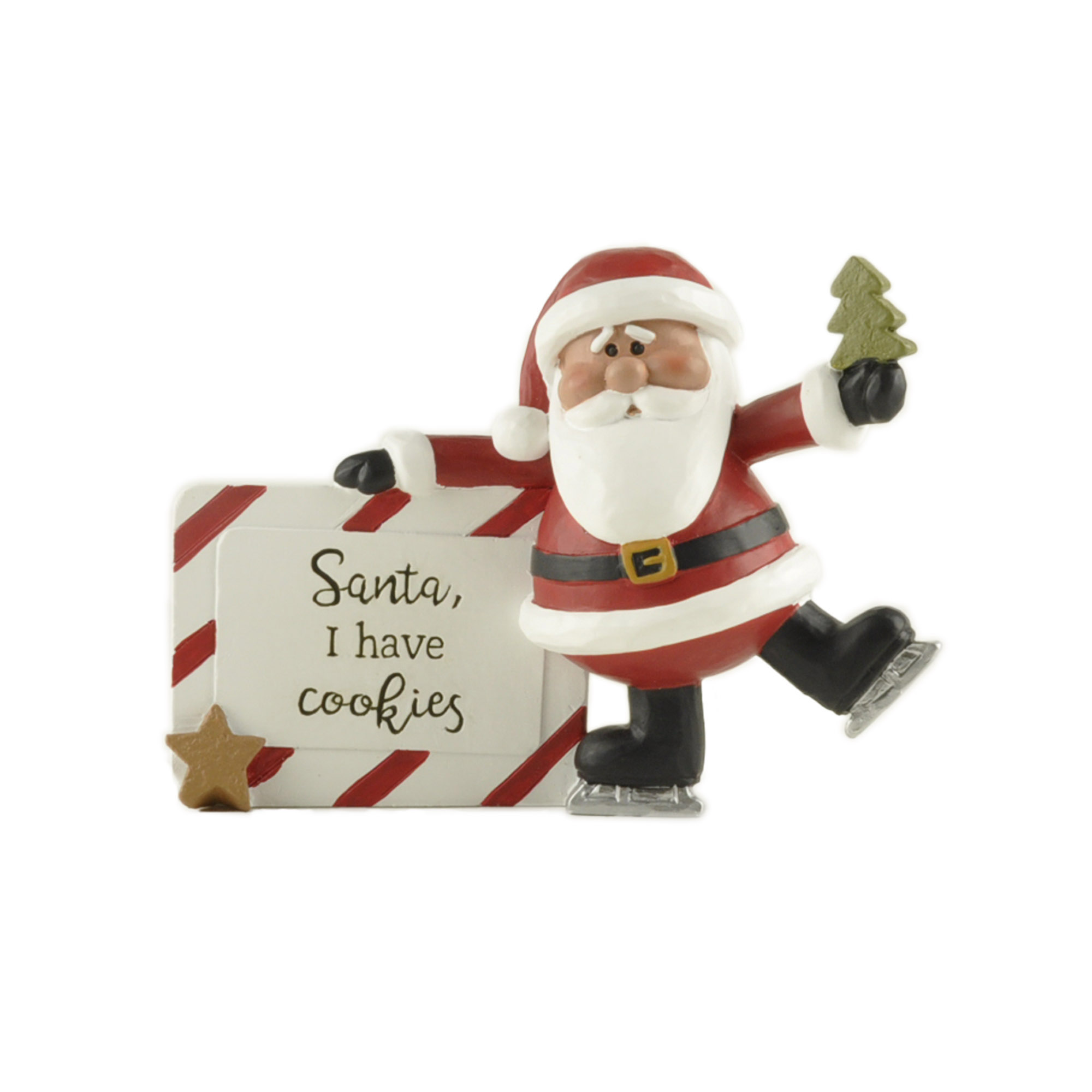 Charming Festive Resin Santa Figurine with 'Santa, I Have Cookies' Sign – Delightful Christmas Decoration for Home and Holiday Cheer 238-13911