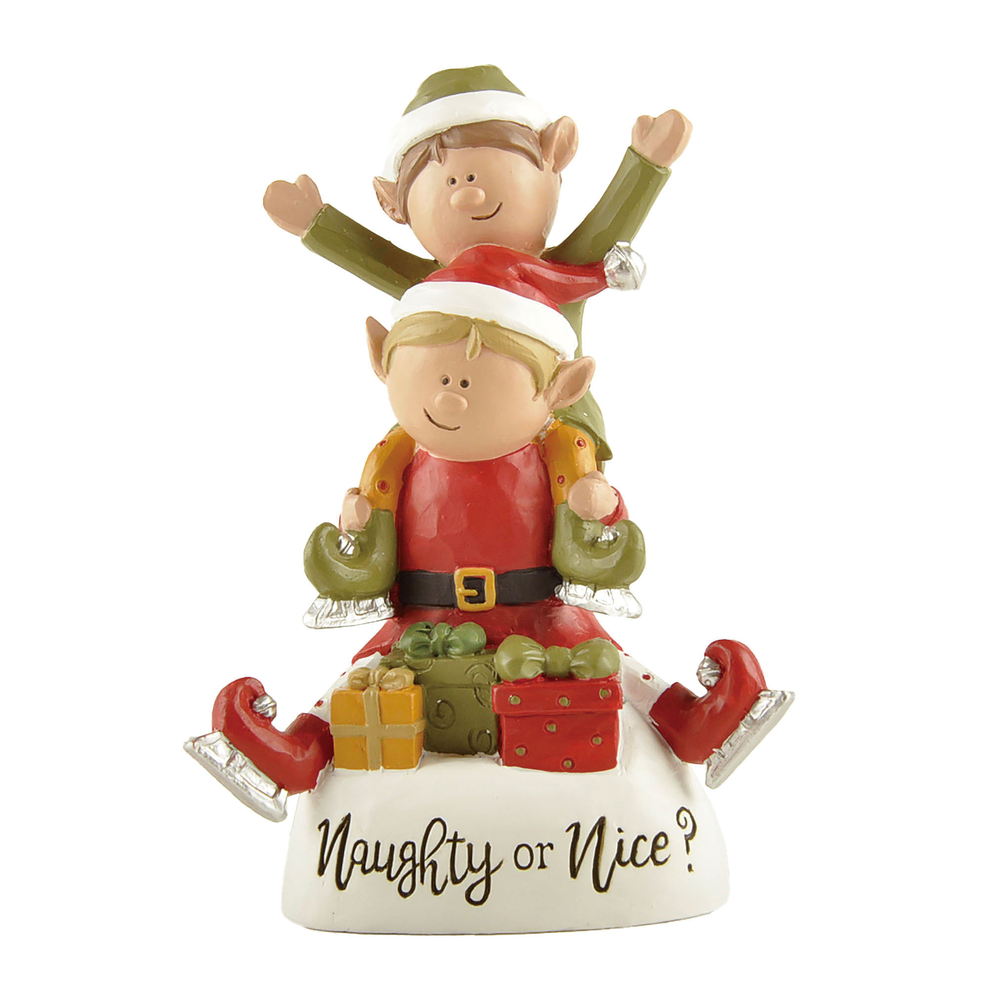 Whimsical Resin Elf Figurine with 'Naughty or Nice?' Sign – Delightful Christmas Decoration for Festive Home Decor 238-13906